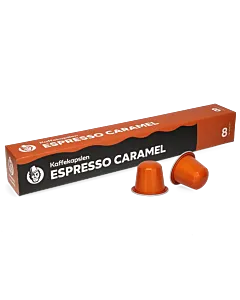 Kaffekapslen Espresso Caramel Premium package and capsule for Nespresso
