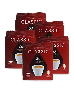 5 pakker med Kaffekapslen Classic Medium til Senseo