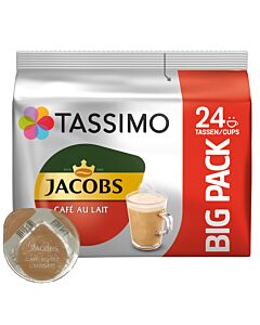 Jacobs Café au Lait Big Pack pakke og kapsel til Tassimo
