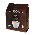 Kaffekapslen Strong 36 package and pods for Senseo