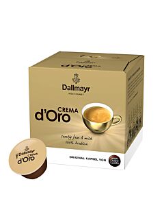 Dallmayr Crema d'Oro pakke og kapsel til Dolce Gusto
