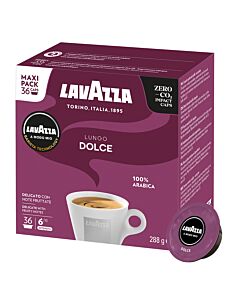 Lavazza Lungo Dolce Maxi Pack pakke og kapsel til Lavazza A Modo Mio
