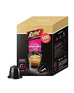 CafÃ© RenÃ© Lungo Forte Big Pack package and capsule for NespressoÂ®