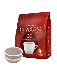 Kaffekapslen Classic 20 package and pods for Senseo