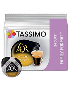L'OR CafÃ© Long Classique 24 package and capsule for Tassimo