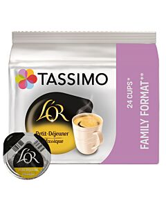 L'OR Petit DÃ©jeuner Classique 24 package and capsule for Tassimo